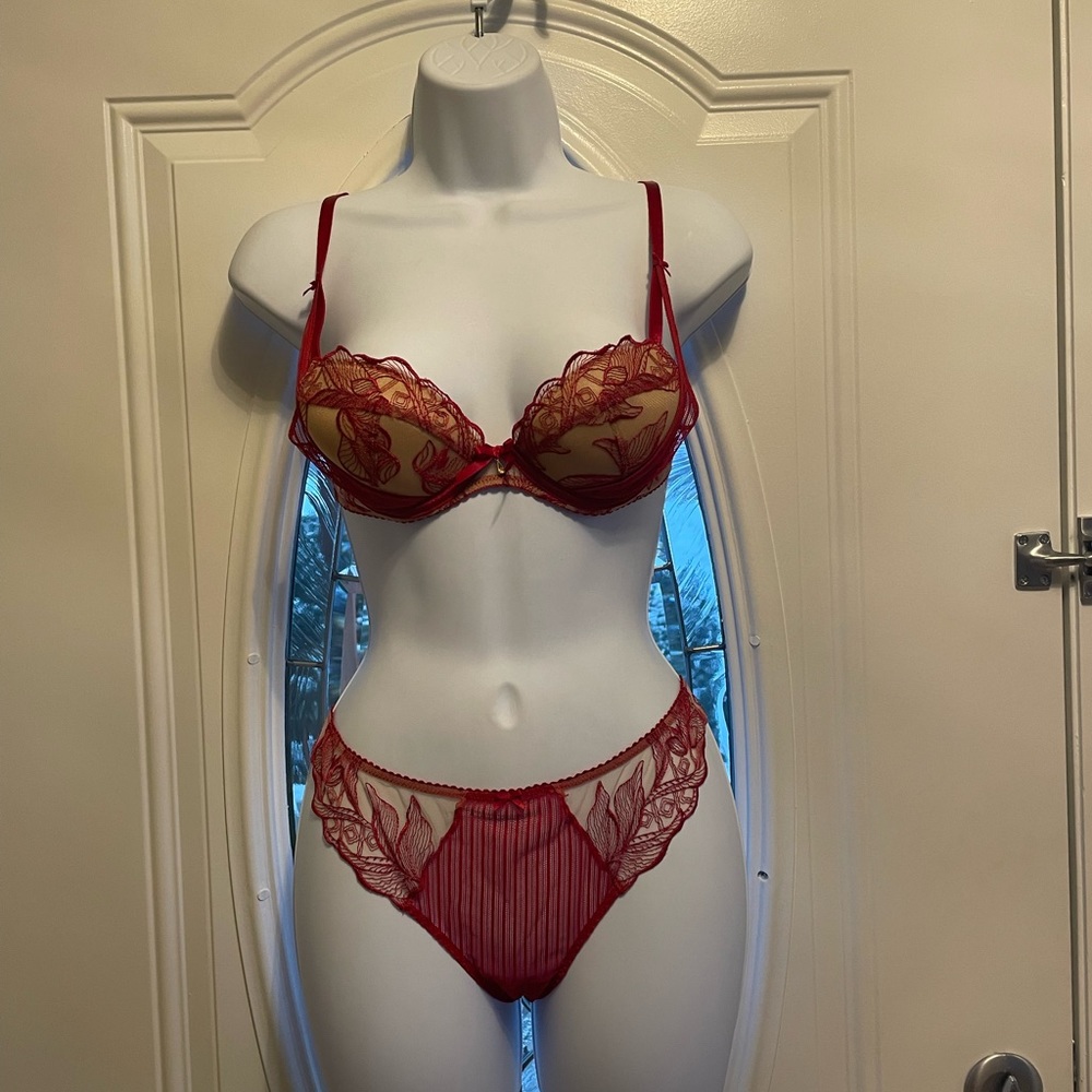 Aubade Fleur de Tattoo half cup underwire bra and pantie set